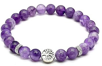 arana's - Pulsera piedras naturales mujer y hombre - Amatista con arbol de la vida - Pulseras energeticas - Joyas curativas - Brazalete bolas proteccion - Amuletos de la suerte (Amatista)
