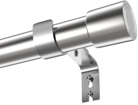 Venwemong Curtain Pole with Brackets&Cap Finials Extendable Curtain Rods for Windows, Living Room, Bathroom, Bedroom(Silver,84-220 cm/33-87 in)