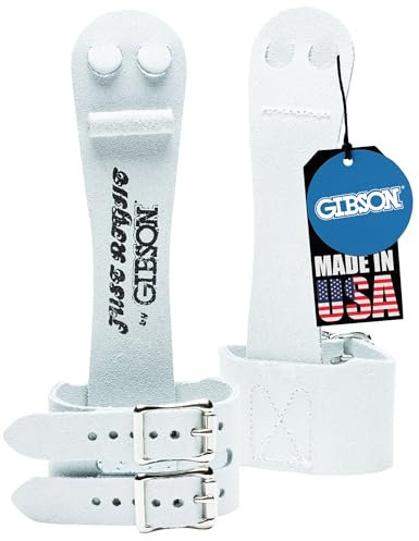 Gibson Gymnastikgrepp för kvinnor dubbelt spänne precis höger ojämna bargrepp, halkfri passform, X-Small, Small, Medium, Large, dam och flickor gymnastikträning, långvarigt läder, tillverkad i USA