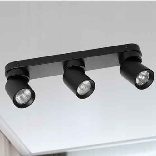 MIRATIC Taklampa Vägglampa med Utbytbar Ljuskälla GU10 max.12W (glödlampor ingår ej) (svart, 3 ljuskällor)