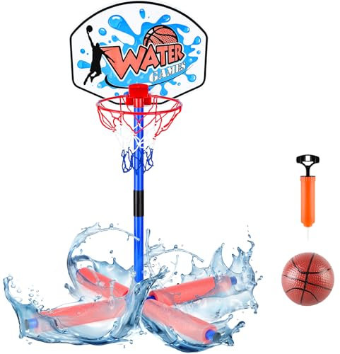 deAO Canestro da Basketball da Piscina, Basketball Woop da Piscina, Floating Basketball Hoop per Piscina con 2 Basket Gonfiabile, Competizione Sportiva Acquatica, Giocattolo Sportivo e Bambini