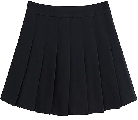 TNSRAY Frauen Mädchen Kurze hohe Taille gefaltete Skater Tennis Schule Rock, Damen Dehnbar Faltenrock Schulmädchen Solide Skater Tennis Basic Mini Rock, Größe M