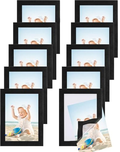 10Pack A4 Self Adhesive Magnetic Display Frame, Magnetic Paper Holder for License, Photos, Documents, Black