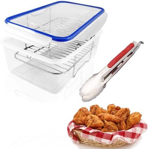 HoPliGhe Batter Bowl, Breading Bowl with Lid Flour Shaker for Seasoning Fried Chicken, Fish, Shrimp, Just Flip