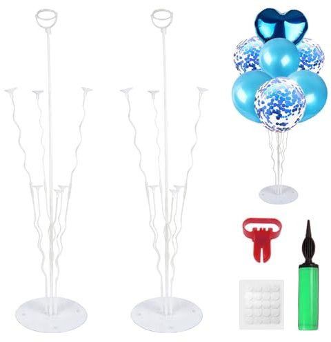 Kit de Support de Ballon de Table, Décoration de Tige Ballon Transparent Pour Mariages, Anniversaires, Baby Showers, Graduations, Noël, Anniversaires (2 pack)