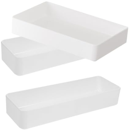 DOITOOL 3 Pièces Boîte De Rangement à Tiroir Plateau Organisateur De Tiroir Caddie Porte-couverts Coutellerie Assiette Ustensile Avec L'animal De Compagnie Blanche