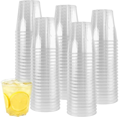NAMYEUT 120 stycken 0,2 l plastmuggar återanvändbara, 200 ml festmugg transparent, hård plastmugg dryckesmugg whiskybägare plastmuggar för jul, fester, bröllop