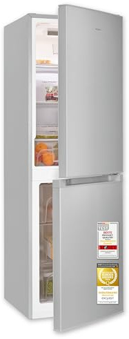 Exquisit Kühl-Gefrierkombination | 193 l Nutzinhalt, Energieeffizienzklasse E, 41 dB Geräusch | No Frost, elektronische Temperaturregelung, Umluftventilator, LED| KGC5195-65-NF-330E silber
