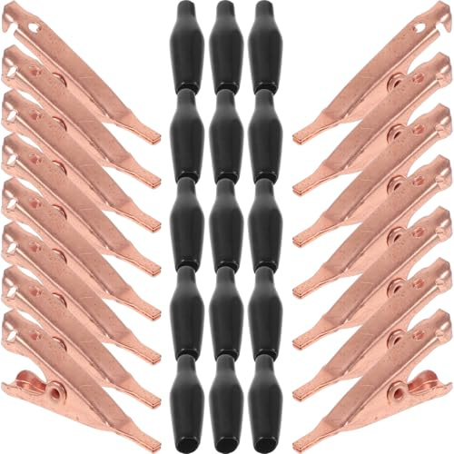 Homoyoyo 15 Pezzi a Coccodrillo in Rame Massiccio Clip Metalliche Piatte per Lavori Fai da Te Test Elettrici e Artigianato con Protezione Isolante Colore Casuale