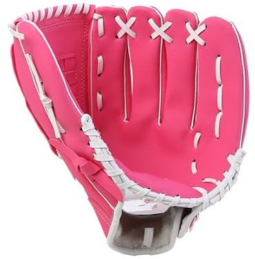 Baseballhandskar, baseballhandskar, slaghandskar, träningsutrustning, storlek 10,5/11,5/12,5, vänsterhand, för vuxna, män, kvinnor, träningshandskar, utomhussporter (30 cm rosröd)