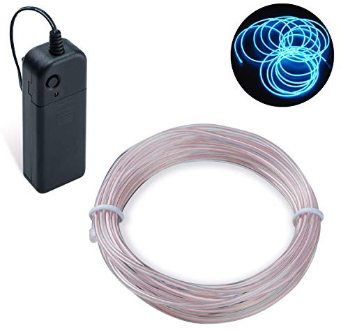 COVVY 3 m EL Wire LED Neon Flessibile Elettroluminescente Filo EL Fili Super Luminoso Stroboscopico Controllo di o Abito Cosplay Festa Halloween Natale Party Carnevale Decorazione (Blu ghiacciato)