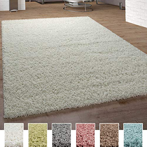 Paco Home Tappeto Shaggy A Pelo Alto A Pelo Lungo Tappeti Pregiato Pastello Tinta Unita Diversi Colori, Dimensione:70x250 cm, Colore:Avorio (Crema)