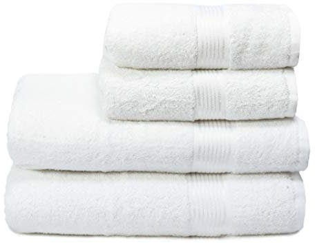 GLAMBURG Ultra Soft 4er-Pack Handtuch-Set, Baumwolle, enthält 2 übergroße Badetücher 70 x 140 cm, 2 Handtücher 50 x 90 cm, für den täglichen Gebrauch, kompakt und leicht — weiß