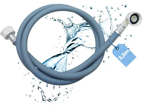 Lichtblau Zulaufschlauch Waschmaschine Geschirrspüler 2955 Anschluss Größe 3,5m I 3/4 Zoll Winkel/Gerade inkl. Dichtung I Wasserzulaufschlauch universell verwendbar Hersteller unabhängig