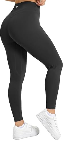 TomTiger Yoga Pants for Women 25''- High Waist Workout Leggings Tummy Control Butt Lifting Booty Tights 7/8 (Black,M)