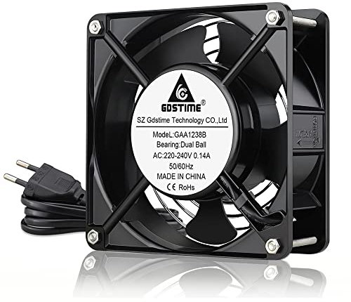 GDSTIME AC 220V 120mm lüfter 120mm x 38mm lüfter 230V Axiallüfter 12038 Dual Kugellager Lüfter 104 CFM großes Luftvolumen