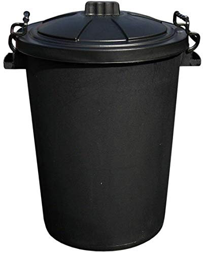 M1SS 50L Litre Heavy Duty Plastic Clip Lock Lid Bin Indoor or Outdoor Rubbish, Dustbin, Trash Can, Waste or Storage of Animal Feed. (1, Black)