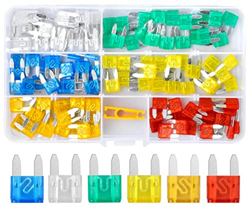 120 Stück Standard Auto Sicherungen Maßgebend Auto Sicherung Mini KFZ Flachsicherungen Set Stecksicherung Flachsicherung Set mit Sicherungszieher für PKW Wohnmobil LKW Motorrad 5A/10A/15A/20A/25A/30A