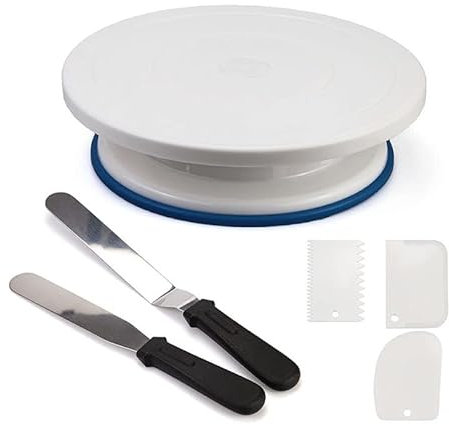 Tortiera Alzata girevole Kit di strumenti per la decorazione di torte, supporto per torta professionale da 11 , utilizzato per fare torte, decorare pasticcini, cottura al forno, set da sei pezzi