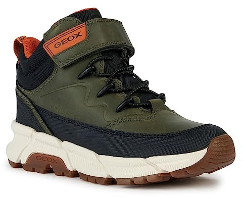 Geox J FLEXYPER PLUS BOY, Bota de tobillo para Niños, MILITARY/ORANGE, 35 EU