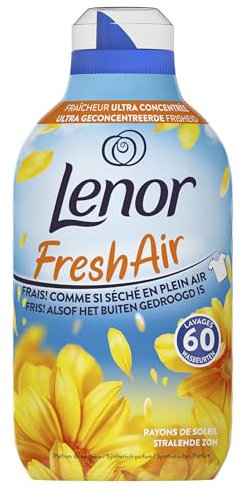 Lenor Air Frais, Adoucissant Linge, 60 Lavages, Rayons de Soleil, Formule Fraîcheur Ultra Concentrée, Pour Un Vent De Fraîcheur Et De Propreté Lavage Après Lavage