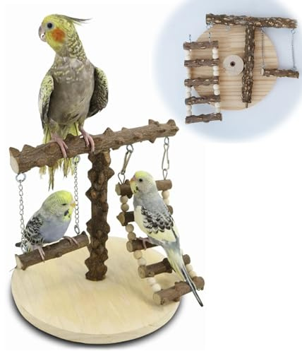Vokowin Parco giochi per uccelli Semplice Stand Ponte Altalena Arrampicata Scala di Formazione Giocattolo per Uccelli Funfair Uccello Persico Stand per Gabbia Play Stand Giocattoli Esercizi Accessori
