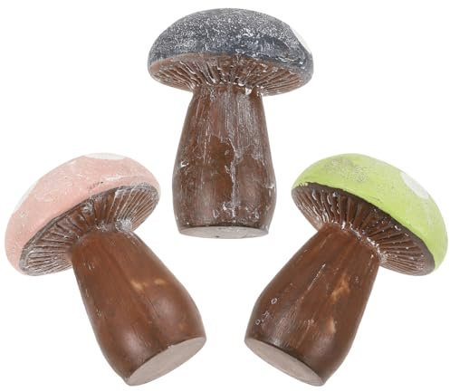 POPETPOP 3 Pièces Champignon Ornement Statue Champignon Décor Esthétique Jardin Ornement Mignon Décor Figurines Photographie Accessoire Jardin