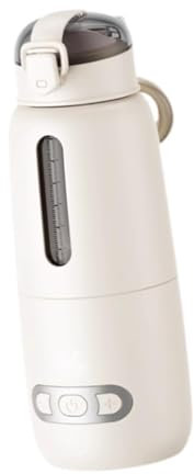 Sharplace Calentador de Leche Portátil Calentador de Leche Hervidor Eléctrico Calentador de Biberones Portátil para Viajes Botella de Agua Recargable Vehículo T, beige 300ml, tal como se describe