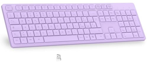 LeadsaiL Tastiera Wireless, Wireless Keyboard Full Size, Italiano QWERTY Layout Ergonomico USB 2.4Ghz con Tastierino Numerico per PC, Laptop, Mac OS, Macbook Pro/Air, Windows-Viola