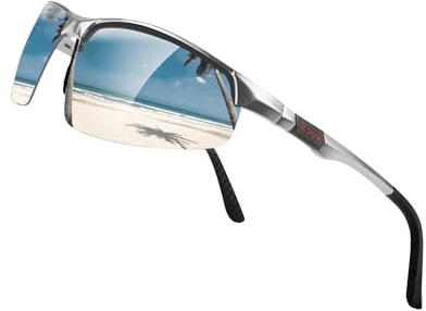 Jexmigo Lunettes de soleil photochromiques polarisées pour homme et femme – Verres UV400 adaptatifs à la lumière pour la conduite, anti-reflet, monture rétro légère de 19 g, carrée pour l’extérieur