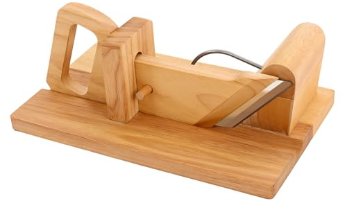 Mqwdxzfes Cortador manual de salchichas de madera con cuchilla, cortador de salami, salchichas, guillotinas, verduras, pan, salchichas, jamón