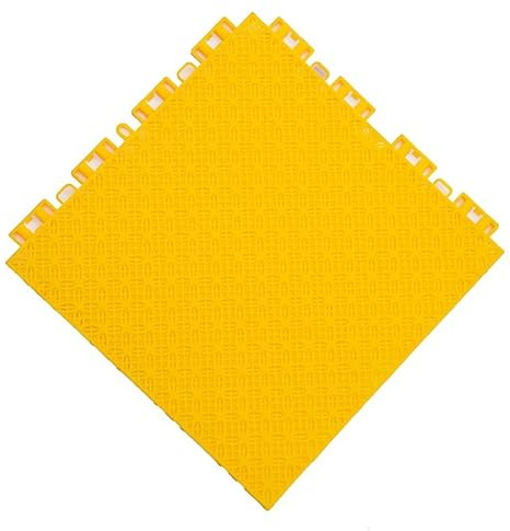 Lot de 112 tapis de sol modulaires emboîtables pour garage avec trous de drainage - Carreaux antidérapants pour terrasse et piscine, 25 x 25 cm (jaune)