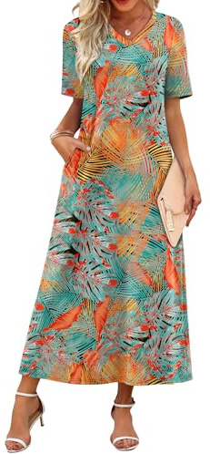 WIHOLL Plus Size Dresses for Curvy Women Resort Wear for Women 2026 Short Sleeve Casual Summer Midi Dress 2XL