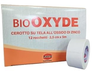 Cerotto Tela Ossido di Zinco 2,5 cm x 5 m – 12 Rotoli – Nastro Adesivo Medicale Ipoallergenico – Alta Tenuta per Medicazioni e Fissaggio