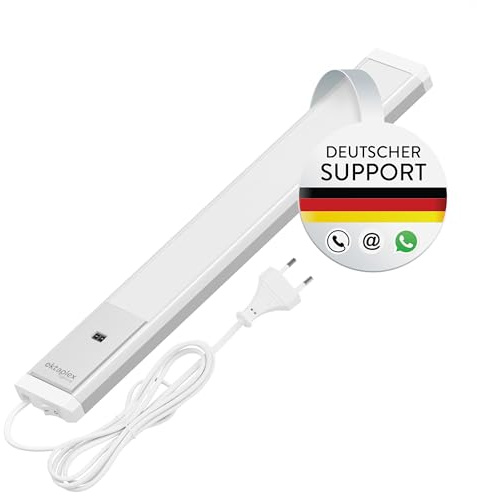 Oktaplex Riva - Lampada da incasso a LED, dimmerabile, 40 cm, 230 V, illuminazione da cucina con sensore, 455 lm, piatta, senza contatto, 6 W, colore: Argento