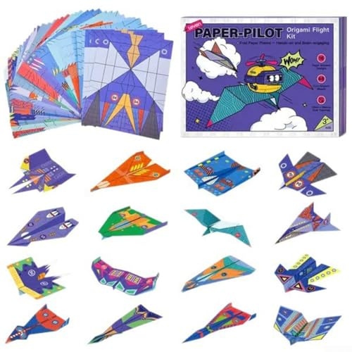Leven Livre d'avion pliable avec 48 feuilles pour jeu éducatif qui renforce la confiance grâce aux défis réalisables en papier (48 pièces)