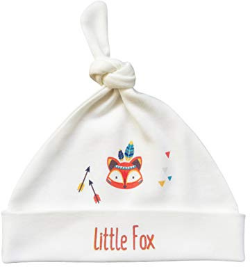 for Babies - Cappellino per Neonati con Nodo, in Cotone Biologico, per Bambine e Bambini (Piccola Volpe, 3-6 Mesi)