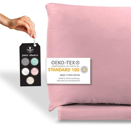 pure shores® 🌱 Bettwäsche-Set 135 x 200 aus 100% Baumwolle (Renforce) - Oeko-TEX® Zertifiziert - superweich & komfortabel - 2er Set mit Kissen 80x80 - mit Reißverschluss - Coral-Rosa