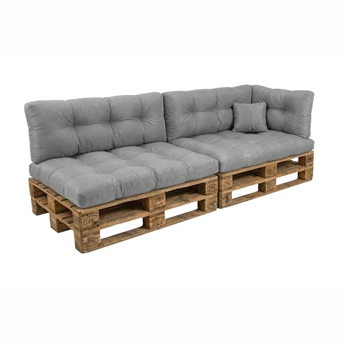POKAR palldyna vattentäta palldynor pallmöbel pallsoffa set om 6: sittdyna 120x80 + ryggstöd 120x40, grå