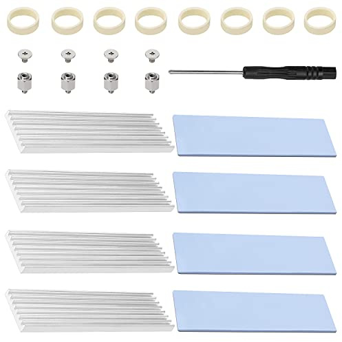 4 Piezas Disipador térmico SSD M.2, VooGenzek Disipador de Calor de Aluminio, con Tornillos SSD M.2 y Almohadilla Térmica de Silicona, para Computadora Portátil de Escritorio, 70X22X3mm, Plata