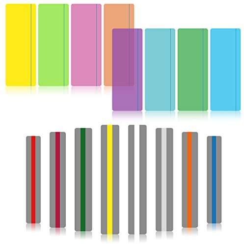 16 PCS Guided Reading Highlight Strips Dyslexia Overlays Aids for Children, Dyslexia Overlay Ruler Reading Rulers Colored Reading Tracking Rulers for Visual Stress and Dyslexia (8pcsA+8pcsc)