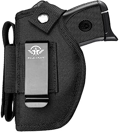 IWB/OWB Gun Holsters for Small Pistols: Ruger LCP 380, LCP MAX, LCP II - P365 P238 - Walther PPK 380 - Kimber Micro 9 - S&W Bodyguard 380 (Black, Right/Left Hand Draw (IWB/OWB) with Mag Pouch)