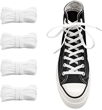 UamGlsob 2 Pares de Cordones Elásticos para Converse Altas Sneaker, 8mm Cordon Cordones Planos Zapatos para Zapatillas Deporte (White,54/140cm)