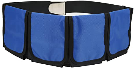 Tyenaza Cintura per Pesi da Sub, Fibbia a Sgancio Rapido Cintura per Pesi da Immersione Regolabile Cintura per Marsupi con 4 Tasche per Le Immersioni, Snorkeling, Apnea (Blu)