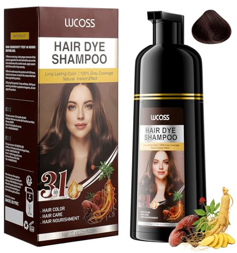 Instant Dunkelbraun Haarfärbeshampoo, Natural Hair Dye Shampoo, 100% Grauabdeckung- Einfach & schnell, Semi-permanente Schwarze Haarfarbe, Haarfärbeshampoo für Männer & Frauen (Dark Brown)
