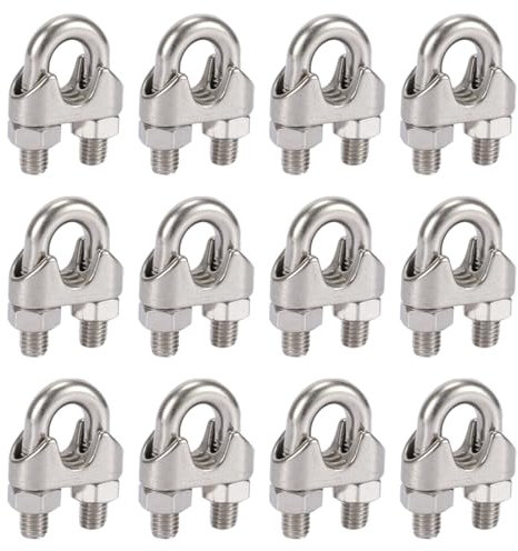 12 morsetti in acciaio inox M5 DIN741 per cavi e funi di 5mm: adatti per fili stendibiancheria, cavi metallici, tende e molto altro.