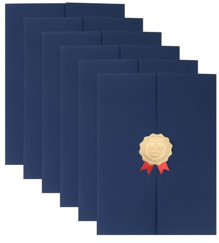 PATIKIL Lot de 6 Porte-Certificats 12x8.7 Porte-Diplômes Pliants Bleu | pour Certificats de 11.7x8.3, Papier Cartonné, dossiers