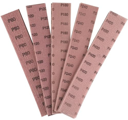Shineboc Slipgaller 25 st. slipremsor 70 x 400 mm lämplig för Mirka handslipare – dammfri slipning tack vare optimal sugning och lågt dammtryck, innehåller korn 80, 120, 180, 240, 400