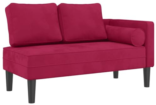 Chaise longue avec coussins rouge bordeaux velours