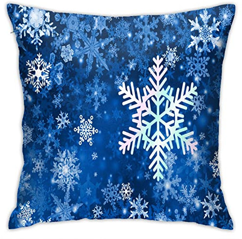 Kissenbezug Winter-Schneeflocken-Muster Kopfkissenbezug Dekorative Deko Kissenhüllen Für Balkon Schlafzimmer 45×45Cm